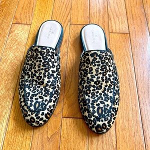 Excellent Barely Worn Caslon Leopard Calf Hair Mules size 10